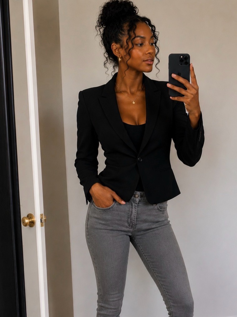 BCBGMaxAzria Black Women's Blazer with Shoulder padding